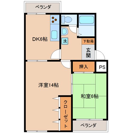 02コンチネンタル布瀬Ⅰの物件間取画像